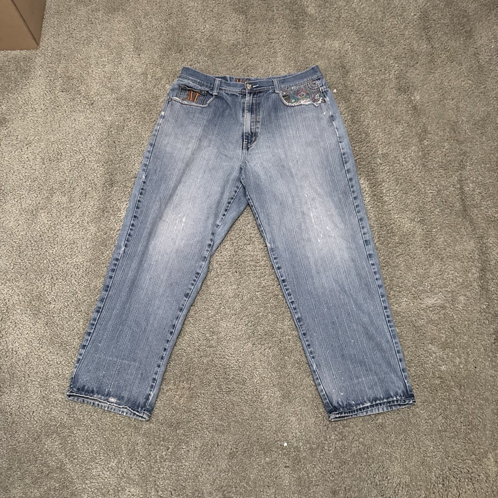 "MAKAVELI" Branded Jeans Blue Embroidered Back/Front Pockets Denim - Size 38